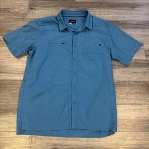 Marmot Mens XL Short Sleeve Button Up Shirt Blue Lightweight Outdoor Hiking